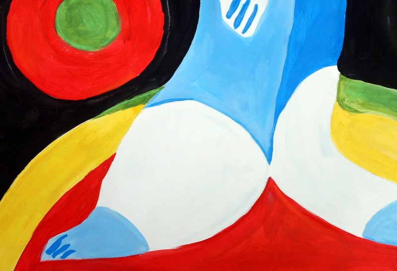 KAREL APPEL / Real Awesome Acrylic on Paper, Art Painting Hand Signed. gallery