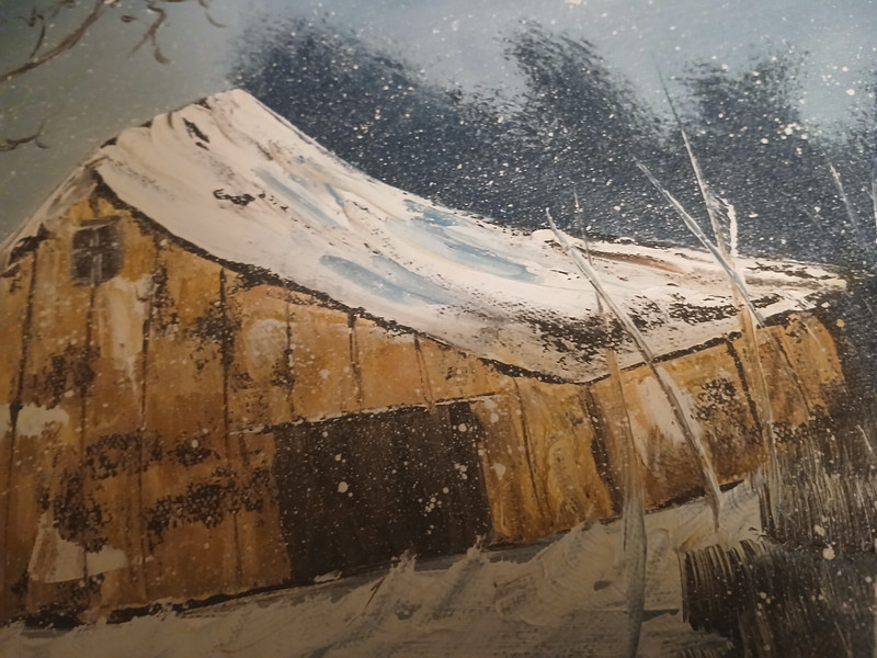 Art Painting Cabin in the Winter Rare One of a Kind Handmade gallery