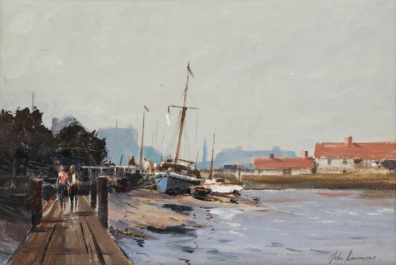 John Lawrence - Framed 20th Century Oil, A Harbour Jetty gallery