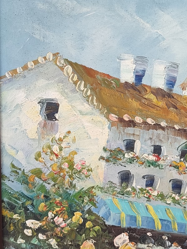Impressionist Seascape Seaside Town Scene OOAK Painting On Canvas By Brown gallery