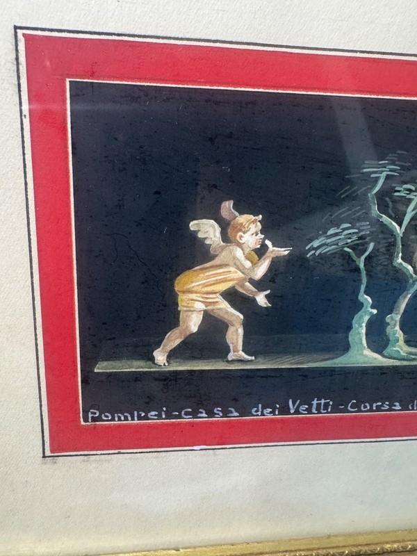 A Nappo "Pompei–Casa Dei Vetti–Corsa di Bighe" Gouache Painting - Signed/Framed gallery