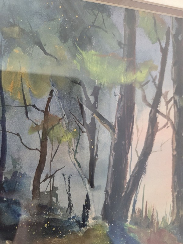 Original Eli Geller Watercolor Painting Colorful Forest Fantasy Signed Art Decor gallery