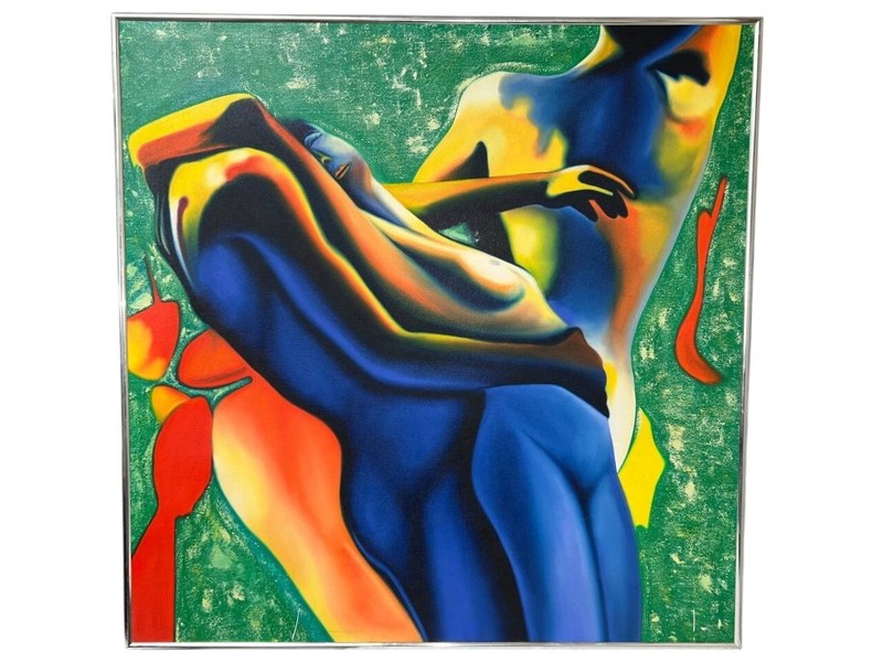 Large Abstract Wall Art – Dancing Figures, Light & Color, 39×39 in