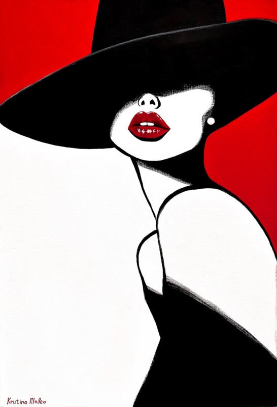 Lady Scarlet, Kristina Mallen | Original Unique Pop Art Retro Portrait on Canvas