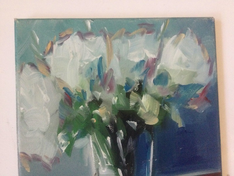 Jose Lima - Impressionist Original Oil Painting Signed and Inscribed Flowers gallery