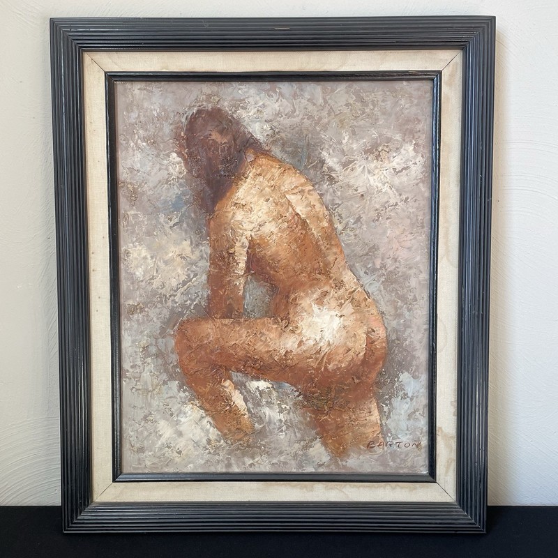 Original Edward Barton (American 1926- 2012 ) Oil on Canvas Painting Nude Woman