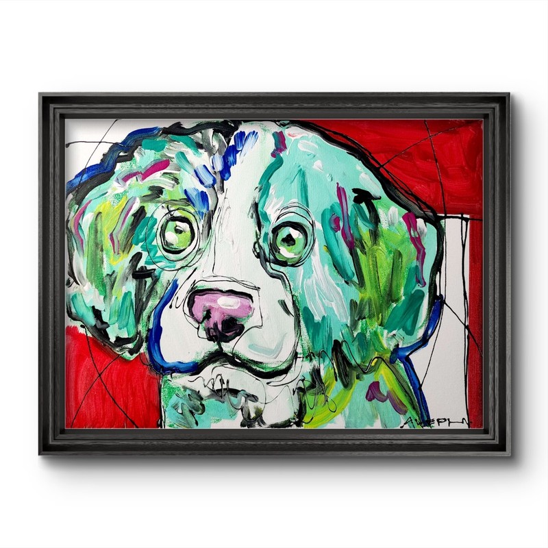 Aleph Hand Painted Dog 16×12 Abstract Expressionist Decor Painting Canvas