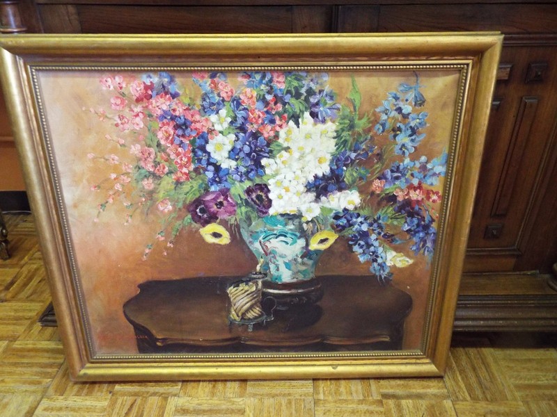 ORIGINAL STILL LIFE FLORAL BOUQUET OIL PAINTING BY ADENA ZIPPORA N. WALKER NR