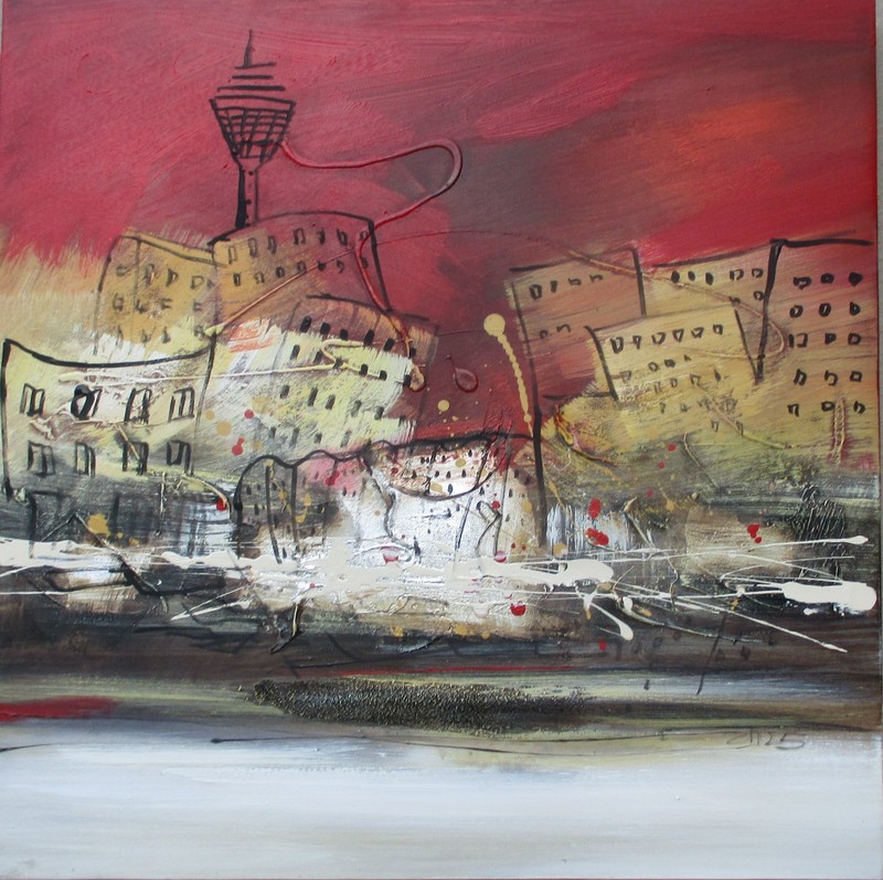 Düsseldorf abstract structure picture rose gold orig. Texture Art Canvas 60x60cm