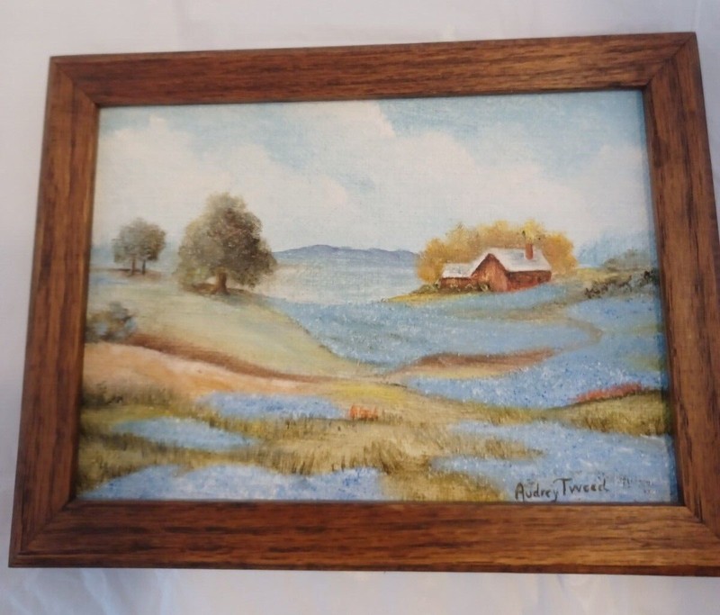 COLORFUL FRAMED 8X6  PAINTING OF HOME IN THE COUNTRY. SIGNED AUDREY TWEED