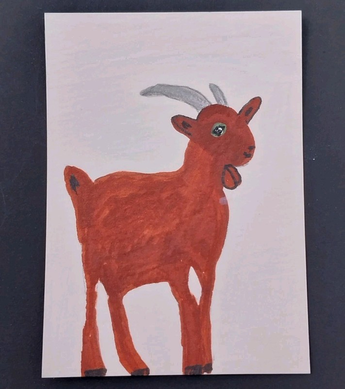 ACEO Original Art Card ATC Watercolor Farm Animals Series# 1 – Goat By GAT