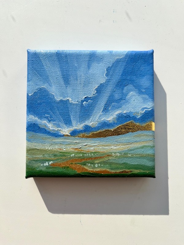 Original Acrylic Painting on Canvas, 4x4 – Radiant Sky, Handmade gallery
