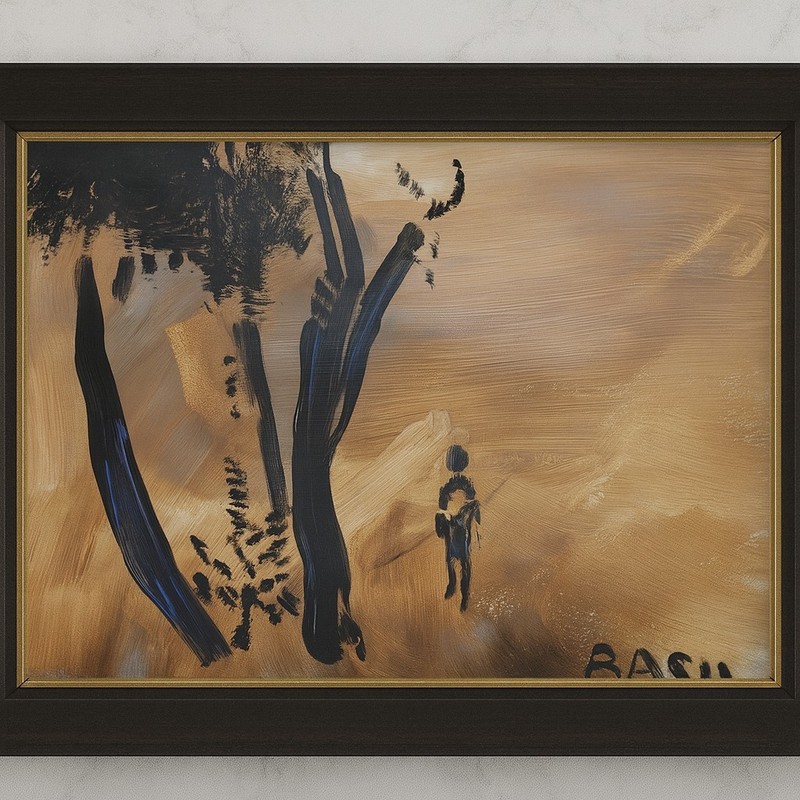 A Journey Original Abstract Figurative Acrylic Painting Paper Art by Basil gallery