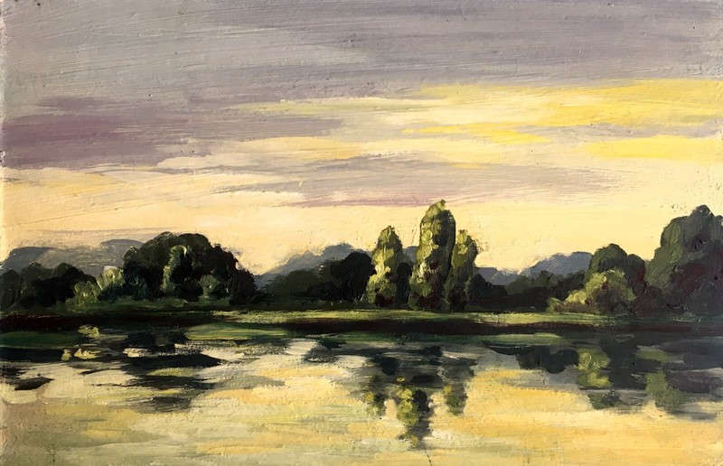 Oil Painting Summer Days Gramm S. Unframed Original Home Decor Art nAAA2635