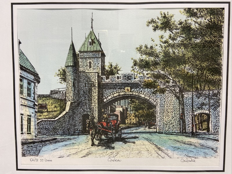 VTG. Canadian INK / Watercolour Painting Canadian Impressionist Quebec Cityscape gallery
