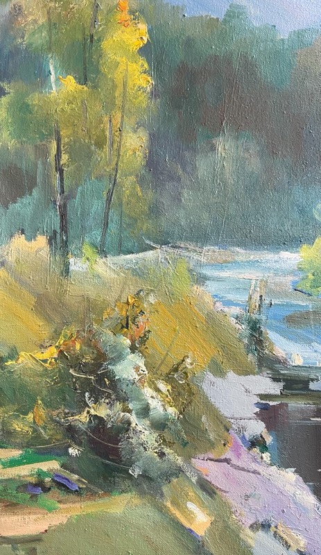 Oil painting Mountains Ukrainian painter Canvas Framed Decor original landscape gallery