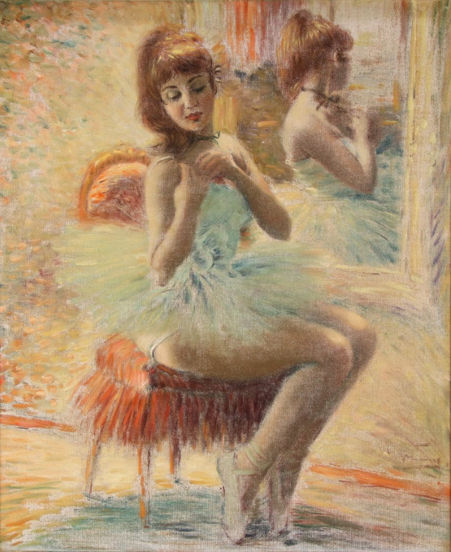 Helmut Breuninger ~ ballerina in front of the mirror ~ oil painting dancer painting