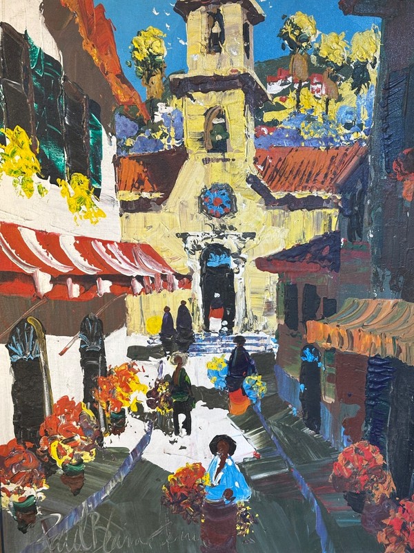 Vintage Paul Blaine Henrie Signed Original Oil Painting Church Puerto Vallarta