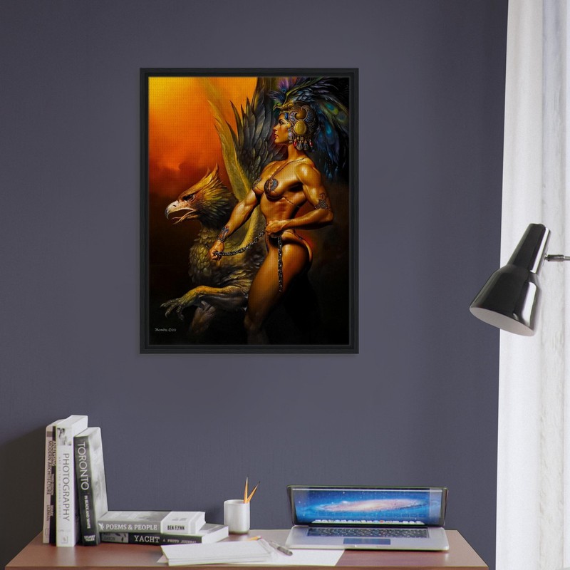 BORIS VALLEJO GRYPHON KEEPER FRAMED CANVAS 24X36 – FANTASY ART PRINT 1989