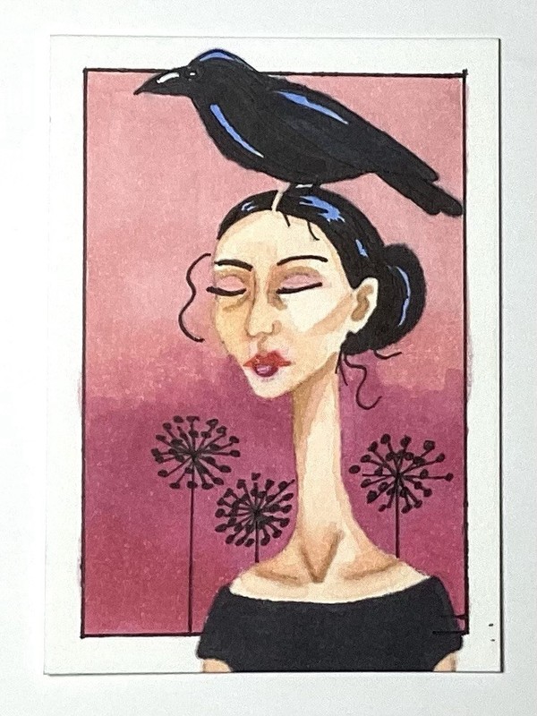 Original ACEO The Crow Whispered Nothing