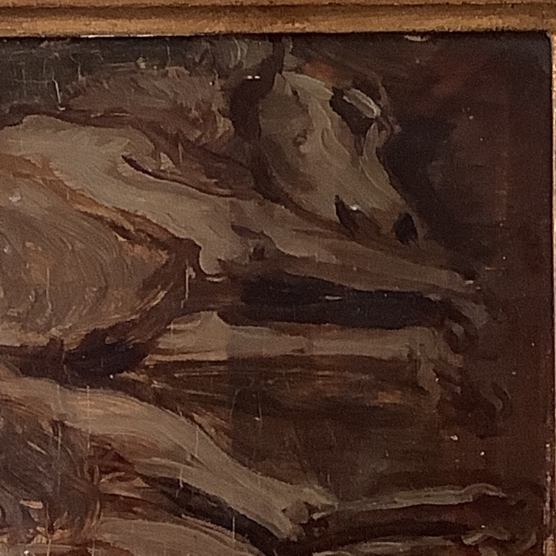 Theodore GERICAULT - Antique French Oil 1820's - Study of Lying Borzoi Dogs gallery