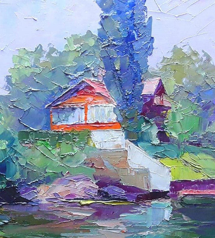 Oil Painting White Sailboat Serdyuk B. Unframed Original Wall Hanging nSerb699 gallery