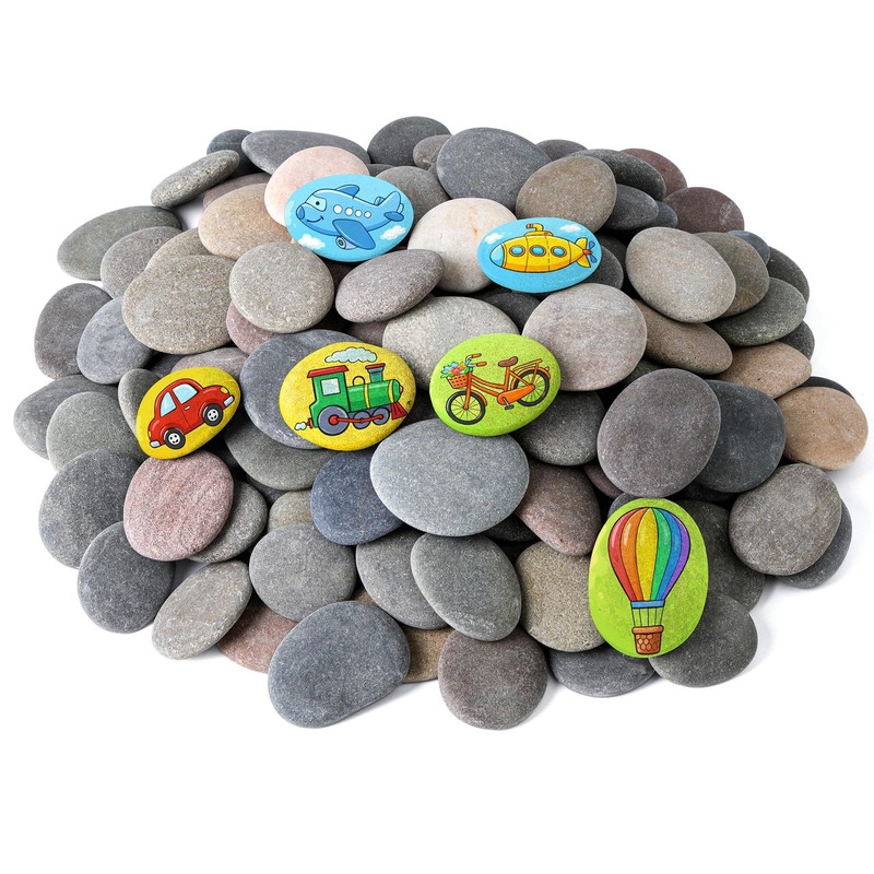 Rokraft 36 PCS Large 2.05-3.25″ Smooth Natural River Rocks for Painting, Flat…