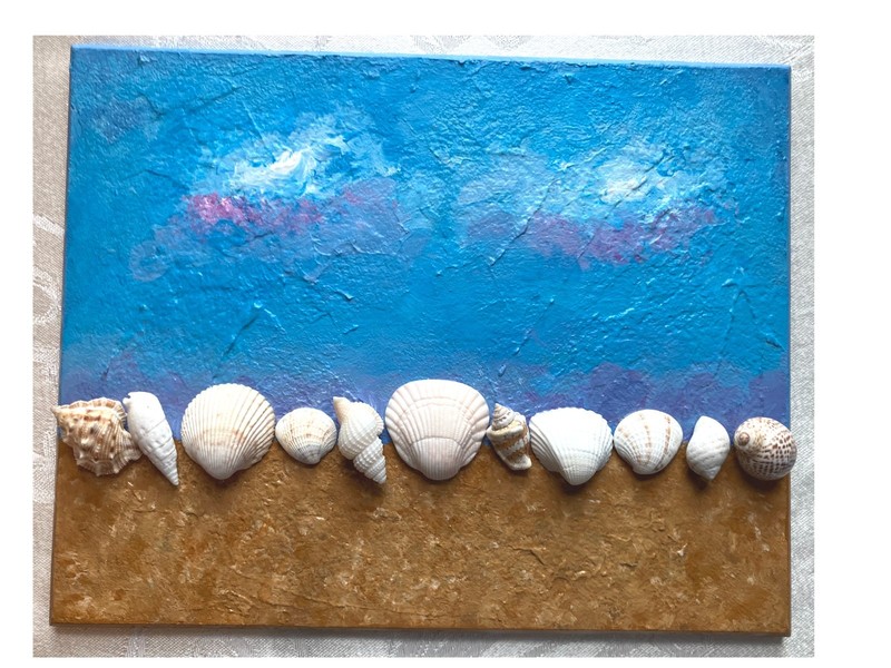 BEACH/SEASHELLS Acrylic Painting – 10 x 8 Inches