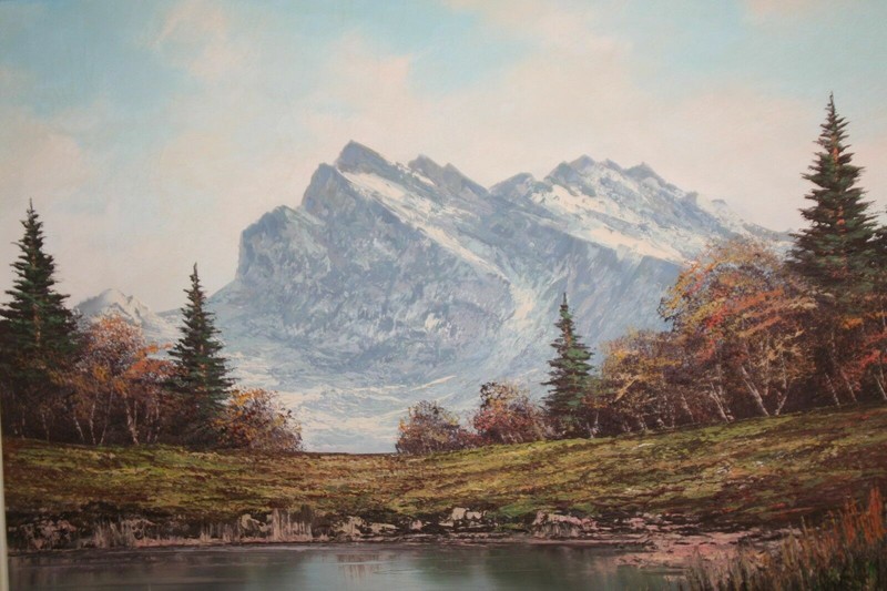 Antique Oil Painting Listed Artist Leo von König (1881-1944) Alpine Mountains gallery