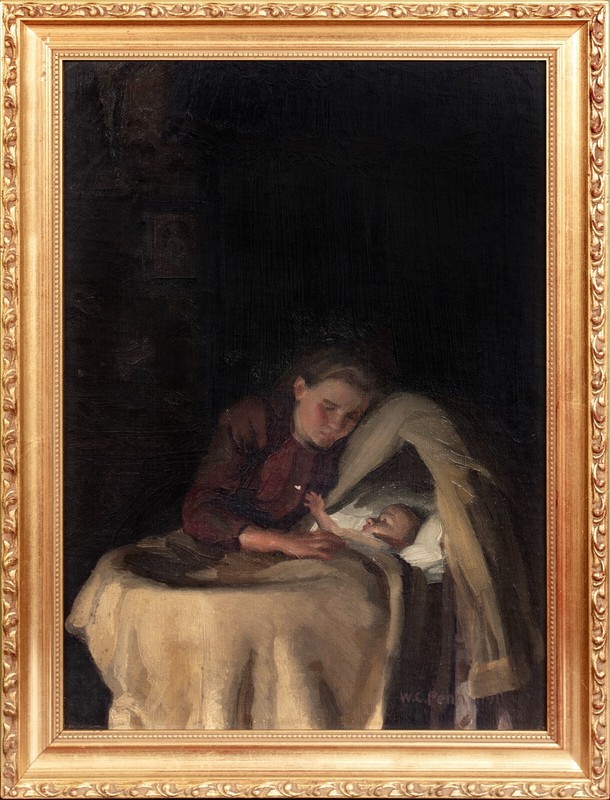 1911 Edwardian Mother & Baby Interior Portrait WILLIAM CHARLES PENN (1877-1968)