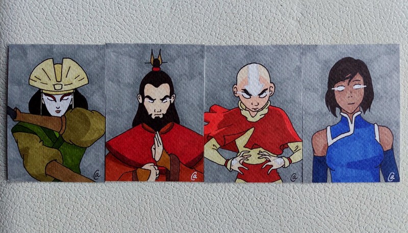 ACEO Original Painting SET Avatar The Last Airbender Kyoshi Roku Aang Korra gallery