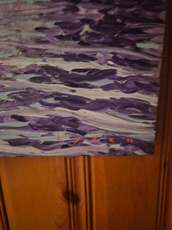 Large Purple Bayou Abstract Landscape Acrylic Painting Wood 24x24 gallery