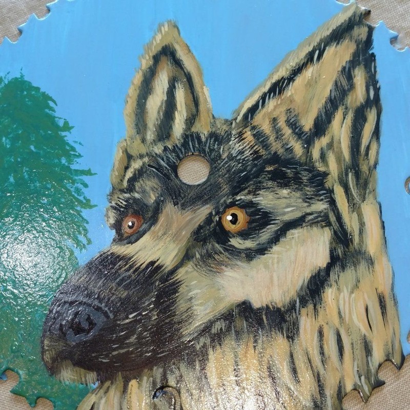 Hand Crafted German Shepherd Dog Painting On 10″ Saw Blade