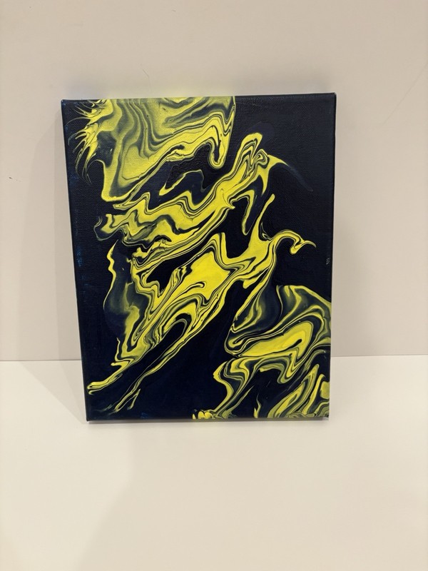 Neon Acrylic Pour Painting 8×10 – LH original – blind artist made