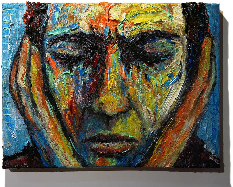 ORIGINAL FAUVE POP ART SIGNED OIL PAINTING ABSTRACT PORTRAIT Expressionist Deco