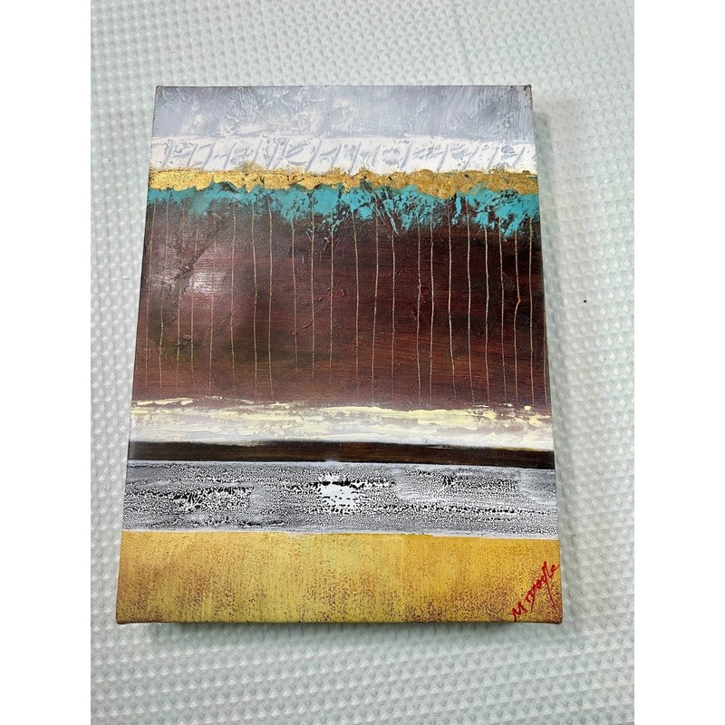 Abstract Textured Canvas Wall Art Gold Teal Brown Contemporary Decor Painting