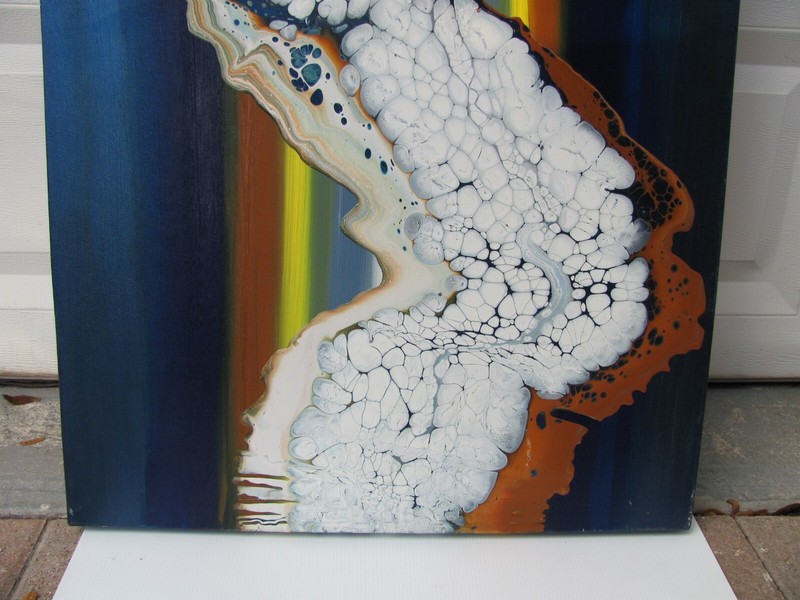 ORIGINAL FLUID ABSTRACT LARGE TWILIGHT SIGNED BY DEZ ACRYLIC PAINTING MULTICOLOR gallery