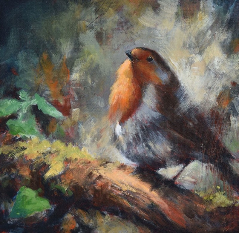 MQ917 Stretched Canvas Frame / Unframed Handmade Bird Branch Oil Painting Art