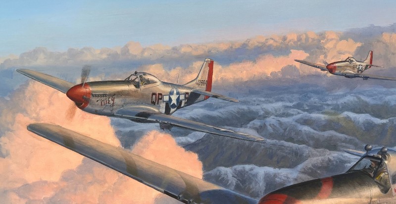Original Aviation Art: P-51D Mustang 'Man O'War' original oil painting gallery