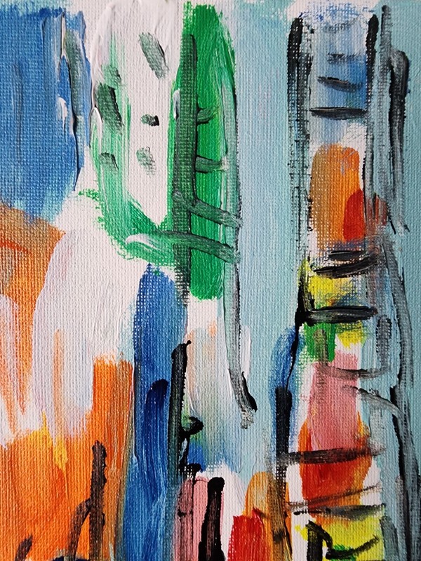 Aleph Original Art Cityscape 8x10 Abstract Expressionist Decor Painting Canvas gallery