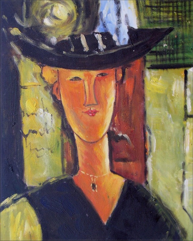 Modigliani’s Beatrice Hastings Repro, Hand Painted Oil Painting, 9 1/8×10 3/4in