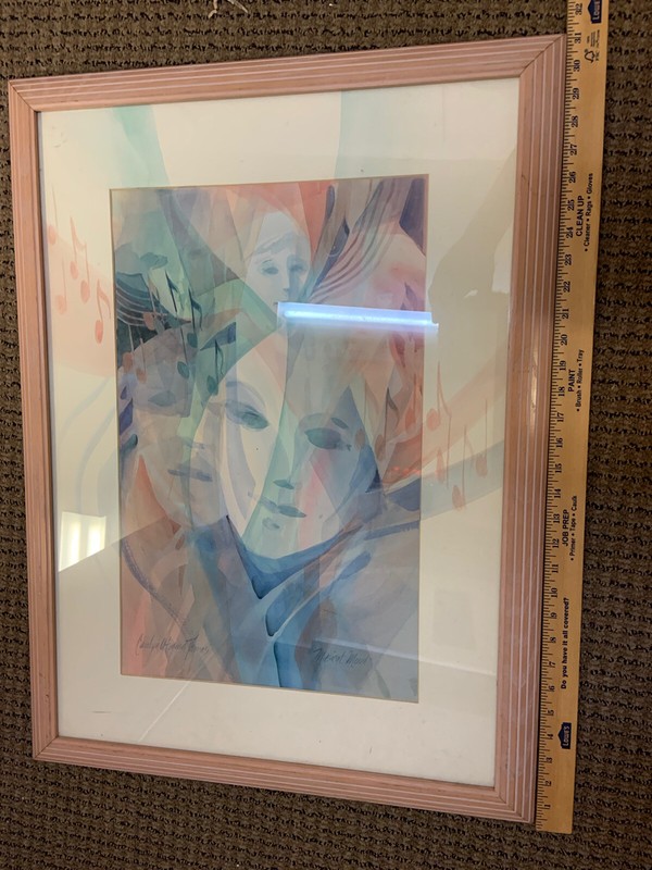 Visual Female Painting Carolyn Utigard Thomas With Custom frame COA Watercolor