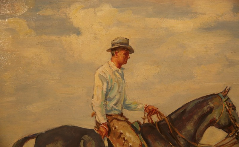 20th Century Antique Equestrian Painting of Polo Player on Horse gallery