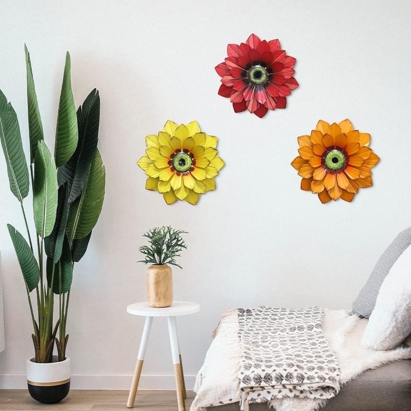 Vibrant Metal Flower Wall Art 3D Hand-Painted Decor Home Living Room Garden New gallery