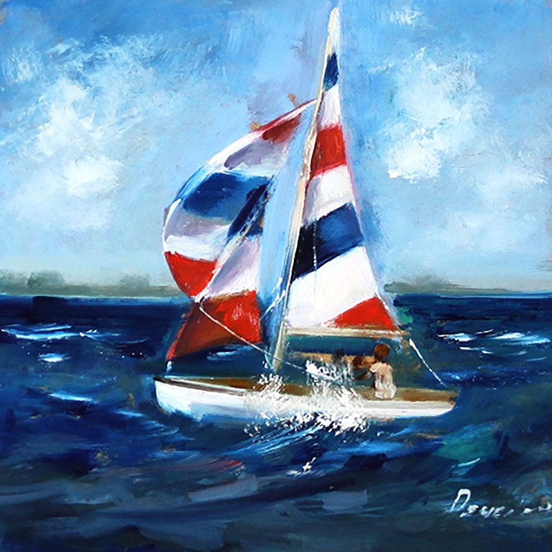 SEASCAPE BOAT Oil painting UKRAINE DEMENKO NATALIA 8X8
