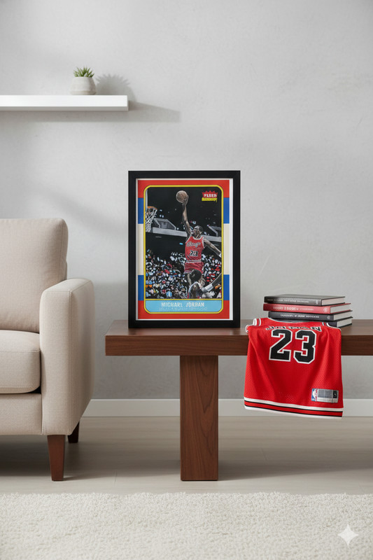Michael Jordan Fleer Rookie Card custom painting PRINT 8″ x 12″