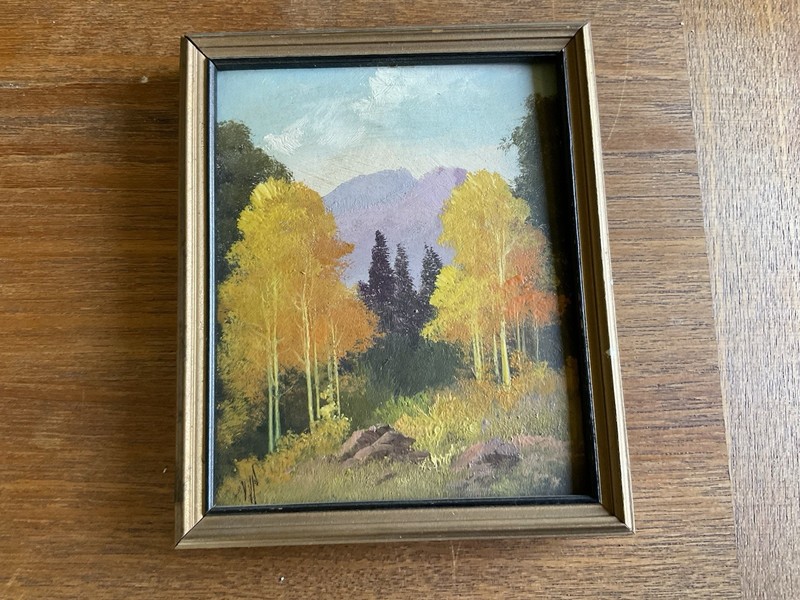 Willard Page Original Miniature Scenic Oil Painting Painted In 1938 5”x4”