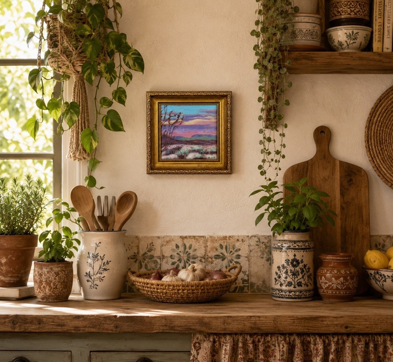 Original Desert Gold Landscape Painting Framed Southwest Sunset Wall Art gallery