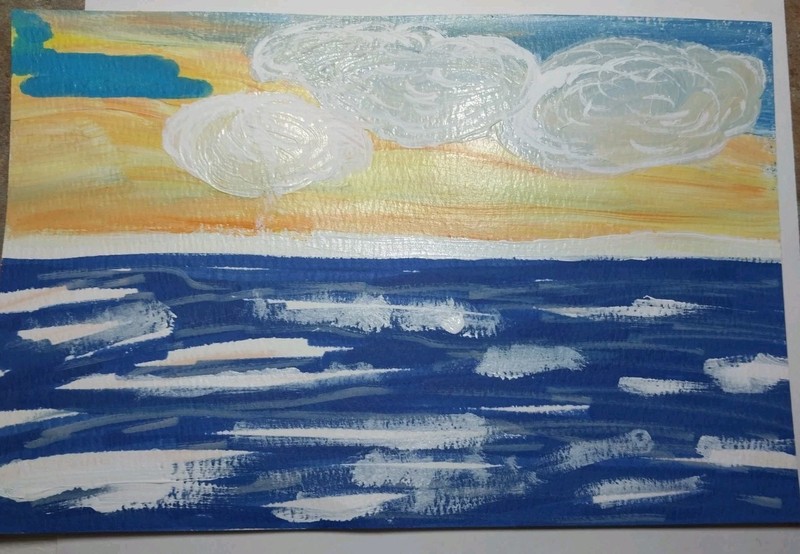 GAT Abrstract Original Painting 6×9 Impressionist Outsider Seascape Art Decor