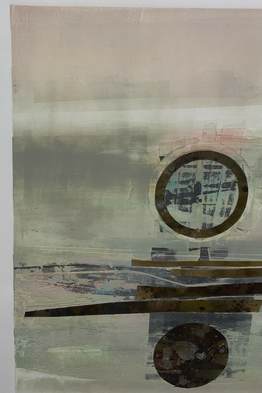 Original Vintage ROBERT ALAN DEVOE 'Transcapes Iv' ABSTRACT Collage Monoprint gallery